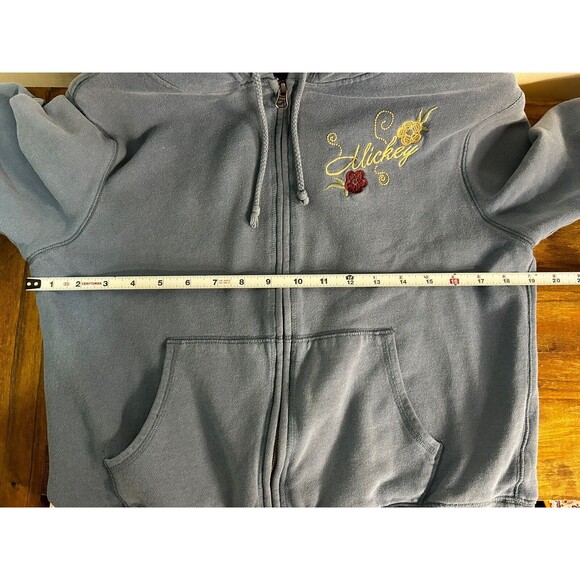 Disney Parks Full Zip Sweatshirt Hoodie Light Blue Mickey Mouse Womens Medium - Picture 6 of 8